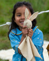 Little Green Radicals Rabbit organic cotton muslin baby comforter.