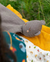 Little Green Radicals Bear organic cotton muslin baby comforter.
