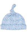Organic Knotted Baby Hat – Blue Floral Print - Pigeon Organics