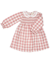 Organic Pink Gingham Dress with Embroidered Collar - Pigeon Organics