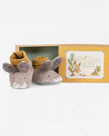  Bunny Slippers – Baby Booties in Gift Box - Moulin Roty