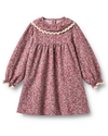 Elvira Wheat Organic Cotton Dress - Long Sleeve Collar Dress - Wheat