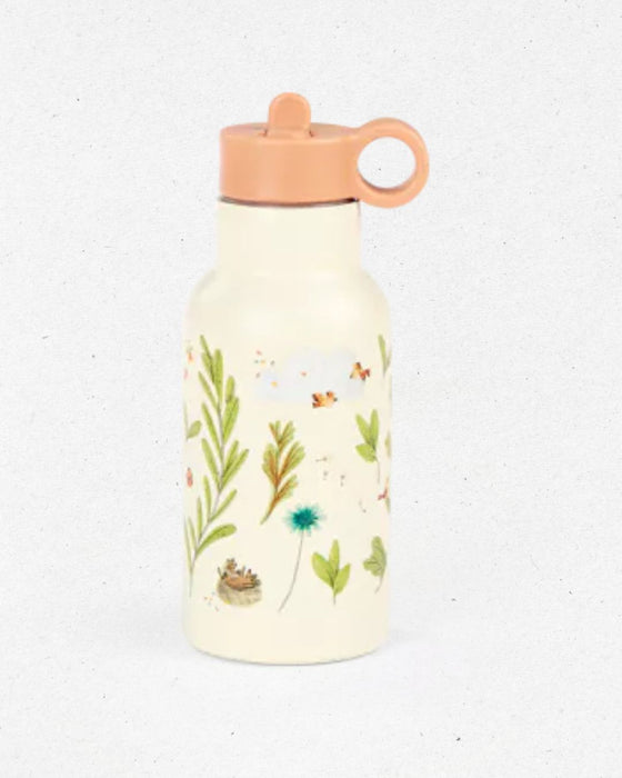 Three Little Rabbits Water Bottle – Kids Stainless Steel Flask with Carabiner - Moulin Roty