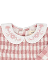 Organic Pink Gingham Dress with Embroidered Collar - Pigeon Organics