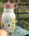 Three Little Rabbits Water Bottle – Kids Stainless Steel Flask with Carabiner - Moulin Roty