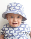 Organic Reversible Sun Hat – Turtles & Indigo Stripes - Pigeon Organics