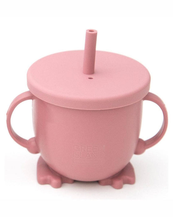 Silicone Baby Sippy Cup - Blue/Green/Pink - Green Island