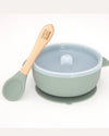 Silicone Baby Bowl & Spoon - Green/Blue/Pink - Green Island