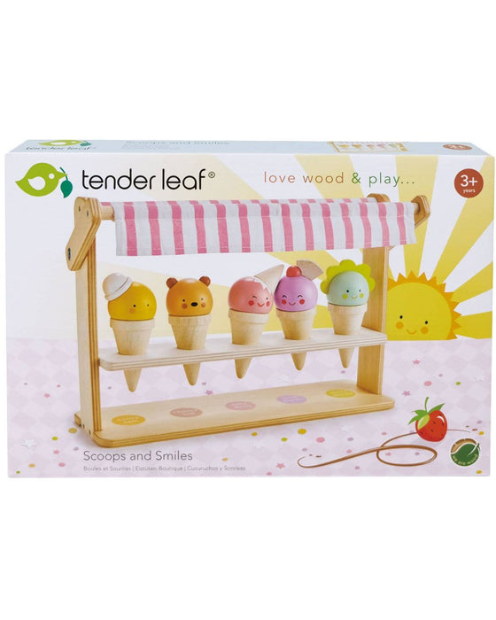 Wooden Scoops and Smiles Ice Cream Stand - Tender Leaf Toys