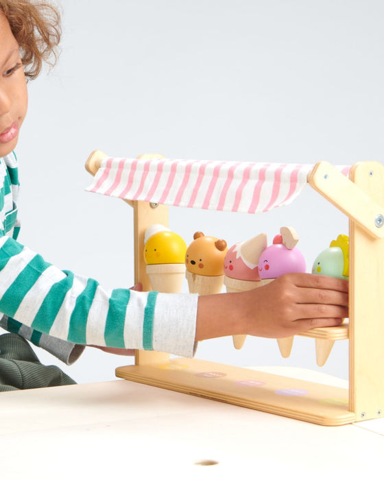 Wooden Scoops and Smiles Ice Cream Stand - Tender Leaf Toys