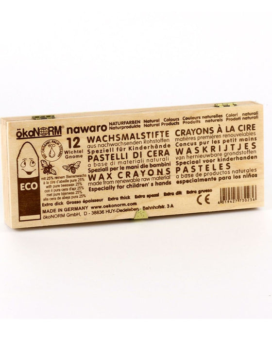 Okonorm Chubby Gnome Wax Crayons – Set of 12 in FSC Wooden Box