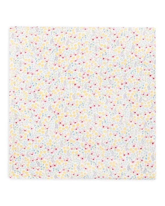 Floral patterned fabric swatch on a white background