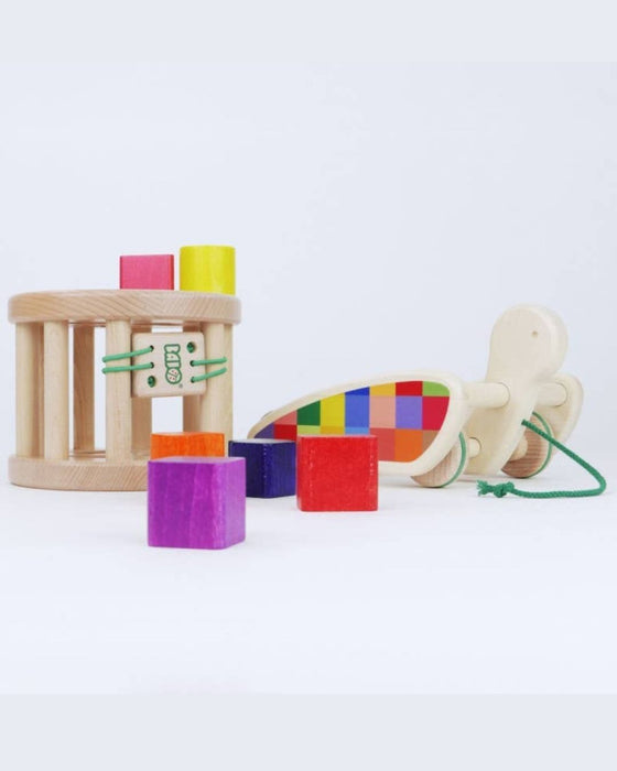 Wooden Snail Sortroller - Shape Sorter & Pull Toy - Bajo