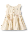 Pinafore Wrinkle Sienna – Embroidered Organic Cotton Dress - Wheat