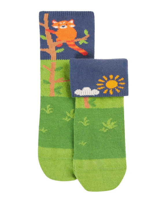 Organic Baby & Toddler Fun Fold Over Socks 2 Pack – Woodland - Frugi