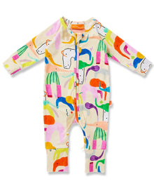  Happy Herd Long Sleeve Romper - Organic Cotton Baby Zip Suit - Halcyon Nights
