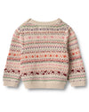 Pink Knitted Jacquard Olga Jumper - Wheat