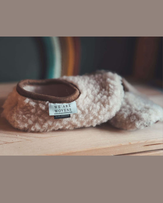 Kids Ballerina Slippers – Macchiato - 100% Sheep’s Wool with Anti-Slip Sole – We Are Woven