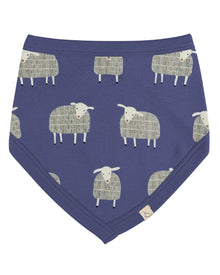  Navy blue bandana with white sheep pattern on a white background