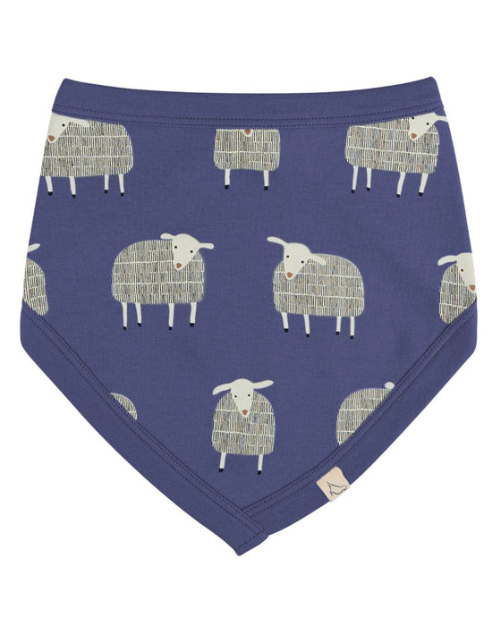 Navy blue bandana with white sheep pattern on a white background