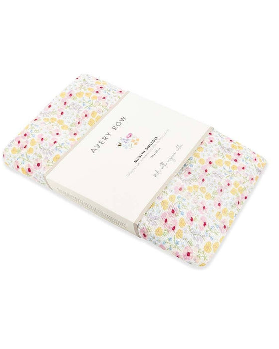 Pack of fabric squares with a floral pattern and 'Avery Row' branding on a white background.