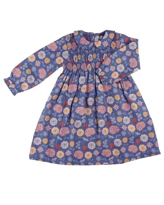 Smock Dress with Peter Pan Collar – Winter Bloom - Classic Organic Cotton Dress for Girls - Pigeon Organics