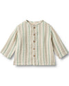Shelby Striped Shirt – Organic Cotton Gauze Shirt - Wheat