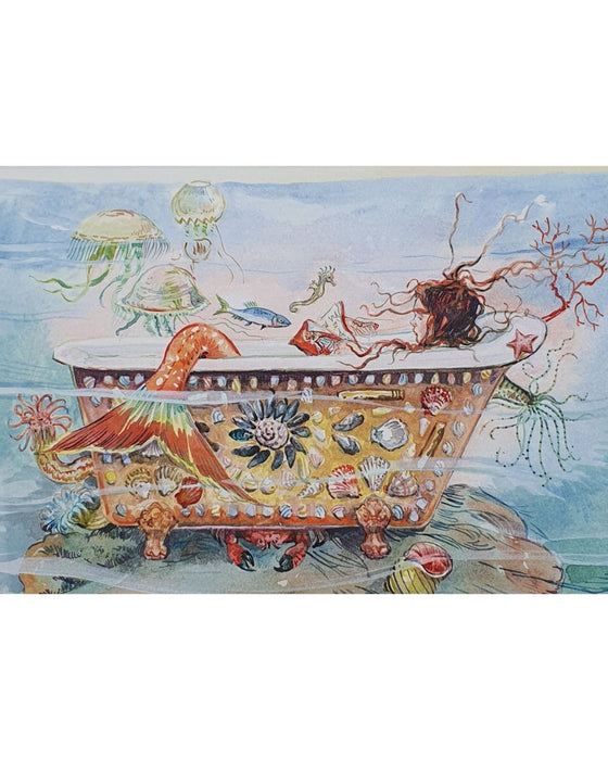 Mermaid in Bath Greeting Card – Claire Fletcher