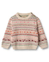 Pink Knitted Jacquard Olga Jumper - Wheat