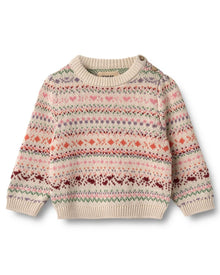  Pink Knitted Jacquard Olga Jumper - Wheat