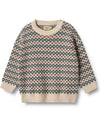 Knitted Jacquard Harlow Red/Green Jumper - Wheat