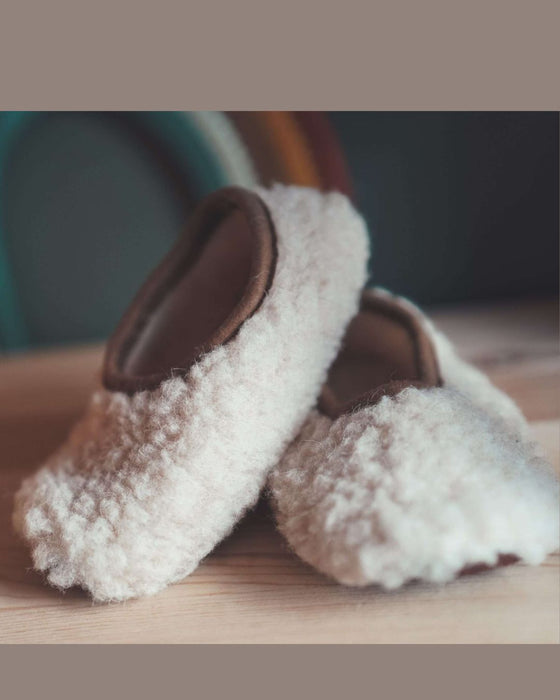 Kids Ballerina Slippers – Macchiato - 100% Sheep’s Wool with Anti-Slip Sole – We Are Woven