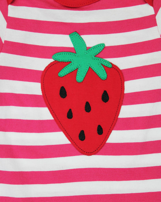 Organic Strawberry Applique Baby grow - Toby Tiger