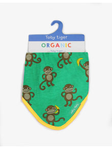  Organic Monkey Print Dribble Bib - Toby Tiger