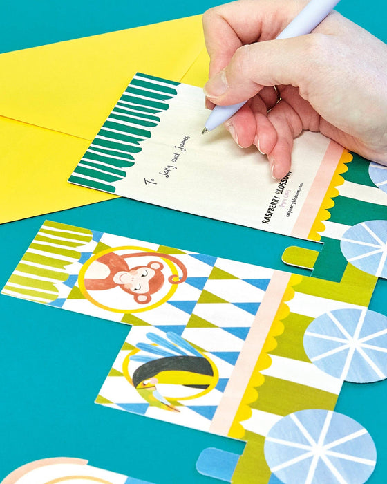 'Baby boy' 3-D Concertina Train Baby Card - Raspberry Blossom