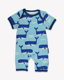  Organic Whale Waves Print Romper - Toby Tiger
