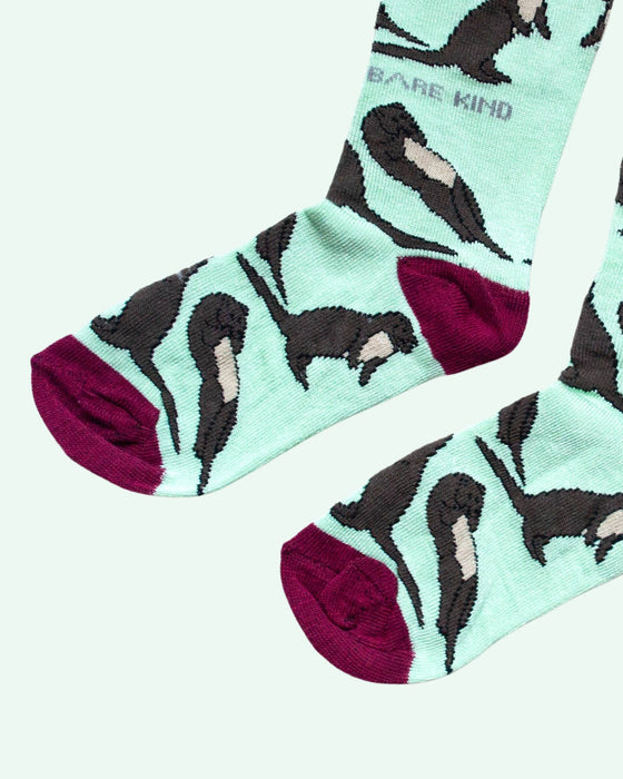 🦦 Otter Socks - Child Bamboo Socks - Pastel Green Socks - Bare Kind