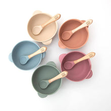  Silicone Baby Bowl & Spoon - Green/Blue/Pink - Green Island