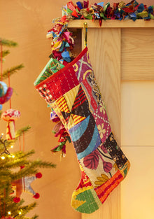  Recycled Kantha Patchwork Sari Stocking