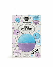  Box of twin bath bombs with colorful packaging on a white background