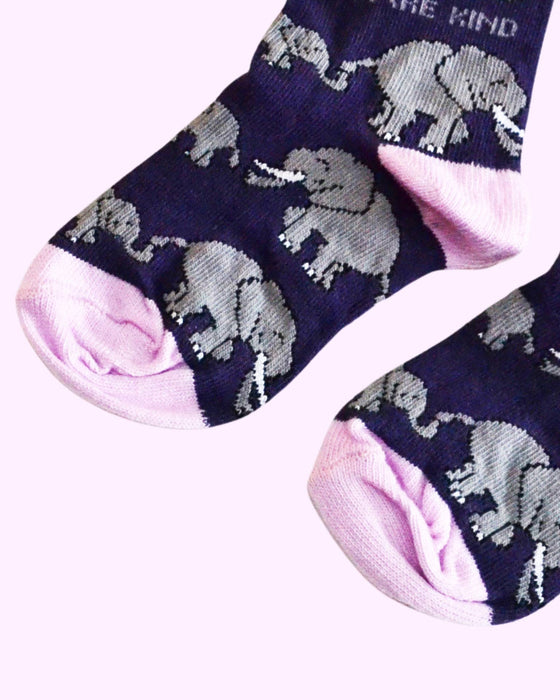 🐘 Elephant Socks - Child Bamboo Socks - Purple Socks - Bare Kind