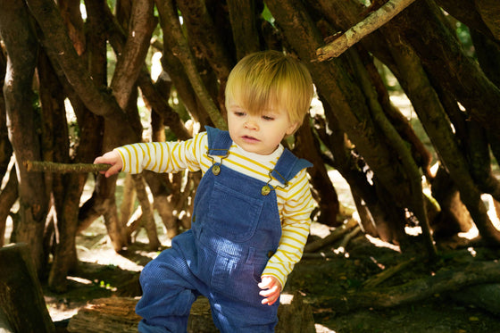 Petrol Blue Chunky Cord Dungarees - Dotty Dungarees