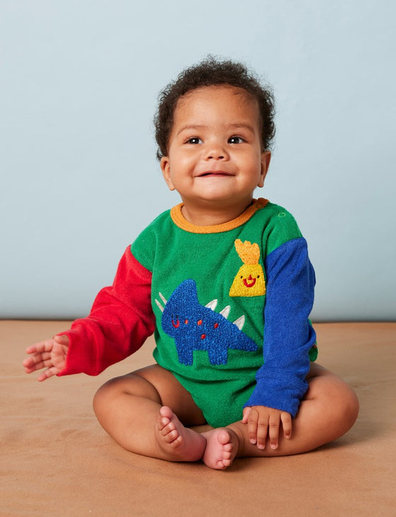 Dino Days Terry Long Sleeve Bodysuit - Halcyon Nights