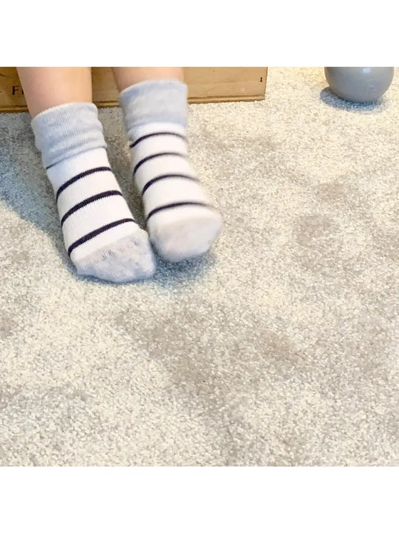 Non-Slip Stay On Socks in Navy Wide Stripe - The Little Sock Company