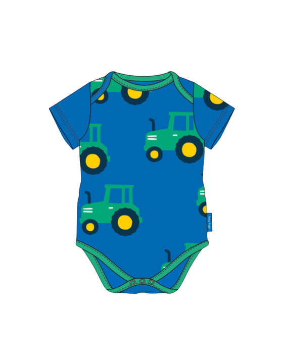 Organic Hillside Tractor Print Baby Body - Toby Tiger