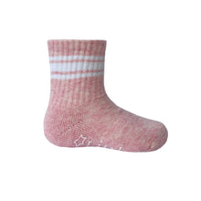  Sporty Non-Slip Stay-on Organic Quarter Crew Socks - Rose Single - The Little Sock Company