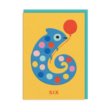  Age 6 Chameleon Birthday Card - Ohh Deer
