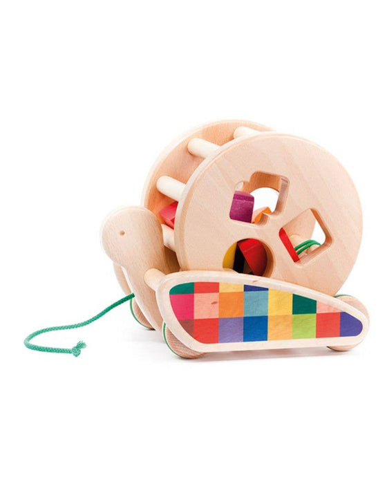 Wooden Snail Sortroller - Shape Sorter & Pull Toy - Bajo