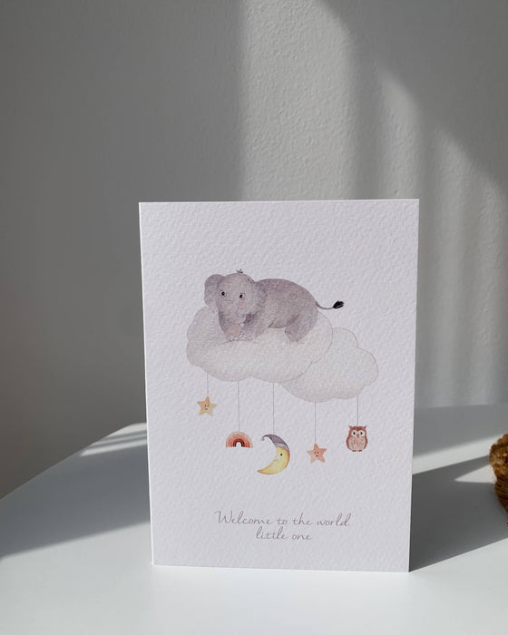 Elephant Mobile Welcome Little One Baby Card - Little Roglets