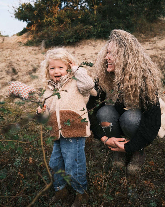 Woollen Bodywarmer - Ovi Beige - Kids Zip Gilet with Ears - 100% Sheep’s Wool – We Are Wovens